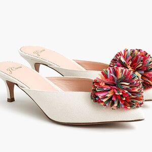 J. Crew Sophia canvas pom-pom mules - Size 7.5